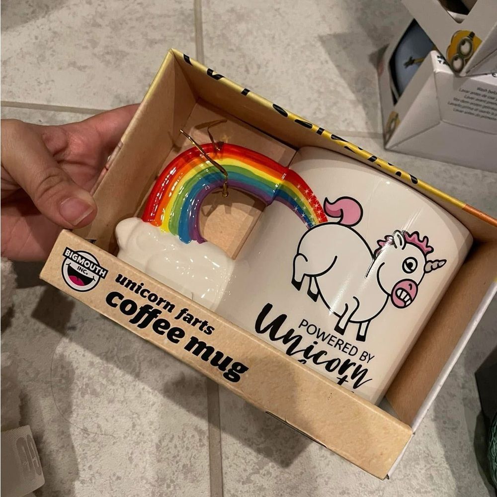 Unicorn Farts Coffee Mug with Rainbow Handle NEW